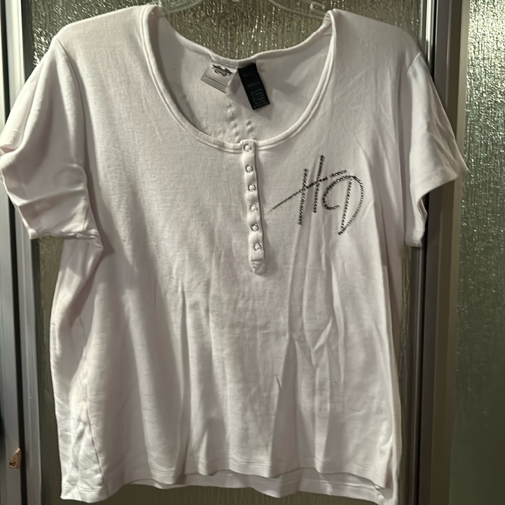 Harley Davidson white short sleeve bling shirt